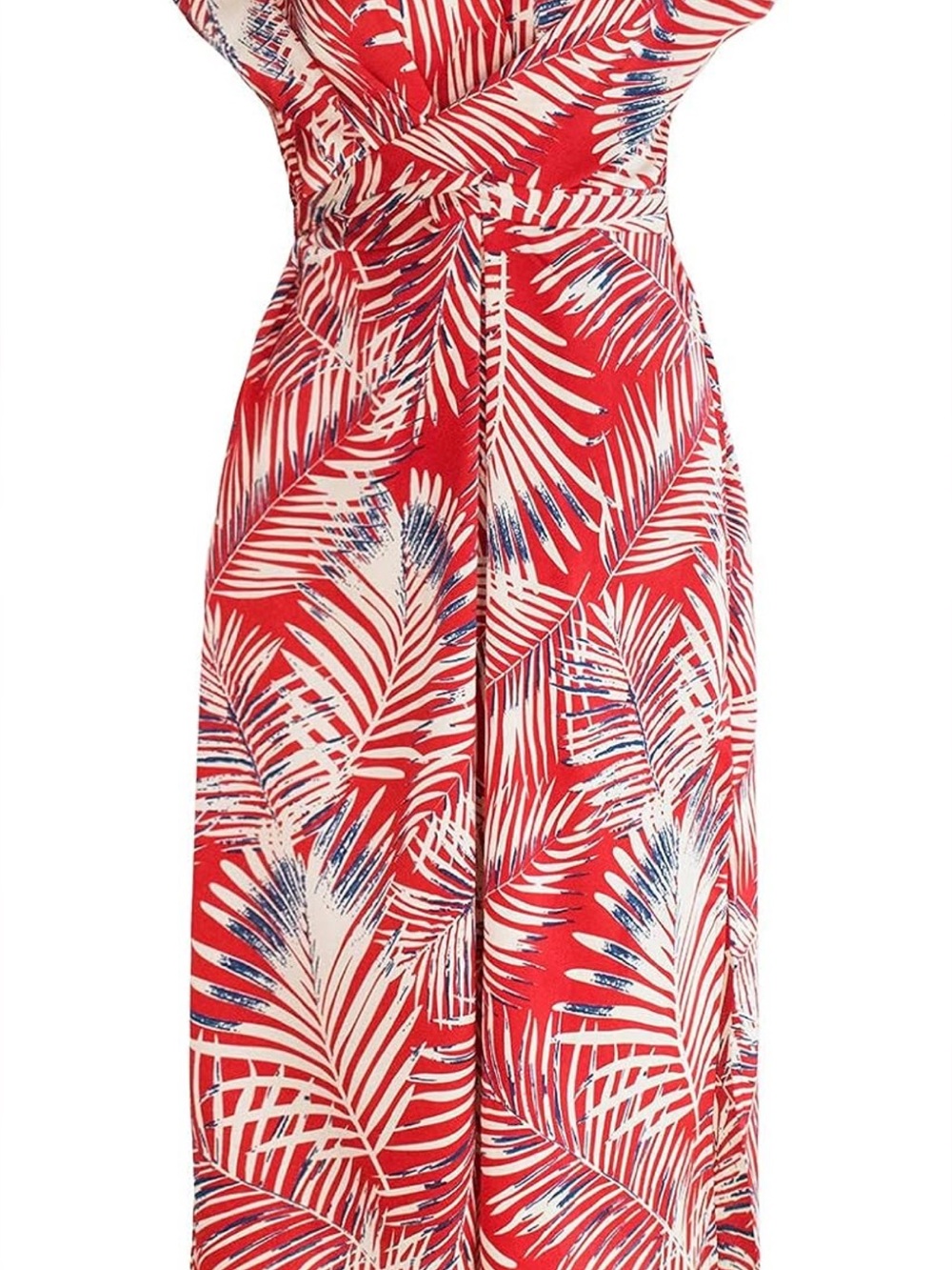 CUPSHE Emmy Red Tropical Palm Leaf Wrap Midi Dress NWT Size L - Picture 4 of 5
